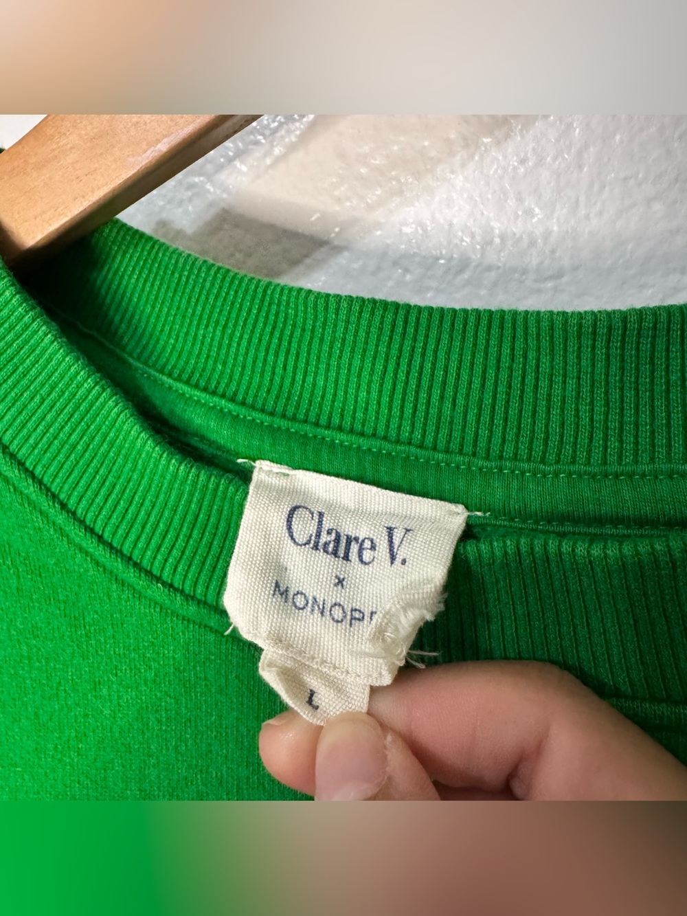 Clare V x Monoprix Bourgeoisie Sauvage Green Crewneck Sweatshirt - Picture 3 of 4